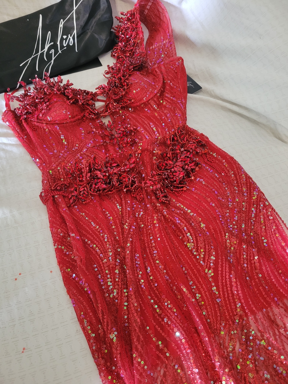 Red Sequin Embellished Prom/Evening Dress By Alglist
